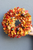 Jesienna Przygoda, jesienny wianek z pięknymi dodatkami, śr.50cm