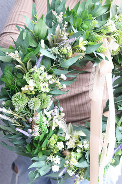 Boho Gretra Trendy, zielony wianek z ruskusem, śr.50cm 