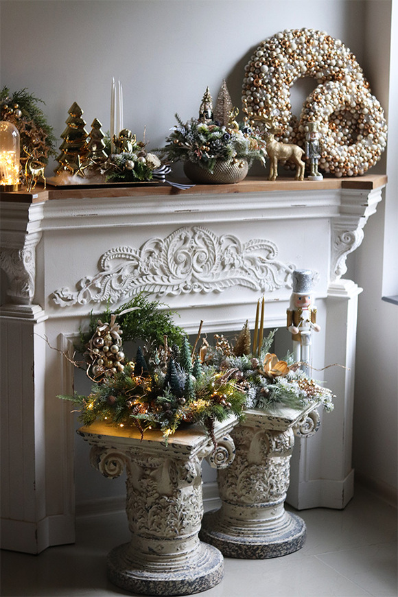 Christmas Eve, świąteczny stroik z dziadkiem w misie