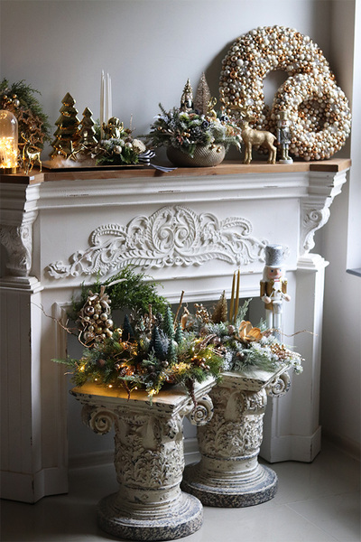 Christmas Eve, świąteczny stroik z dziadkiem w misie