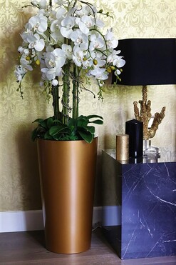 OD RĘKI Golderia Copper Matte, elegancki storczyk podłogowy w miedzianej donicy, wys.130cm 