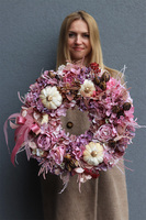 Deco Pumpkins Velvet, jesienny wianek z dyniami