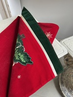 Christmas Mood, świąteczny bieżnik na stół, czerwony, choinka	