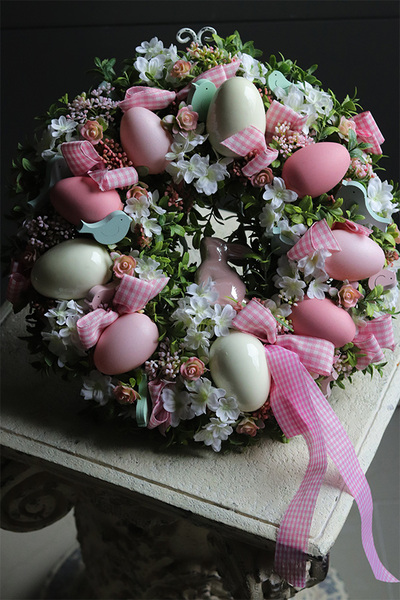 Pastele Pink Rabbit, wielkanocny wianek dekoracyjny