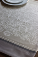 Butterfly, bawełniany obrus ze wzorem, beżowy, wym.140x220cm