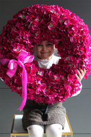 duży elegancki wianek Różowa Hortensja Extra