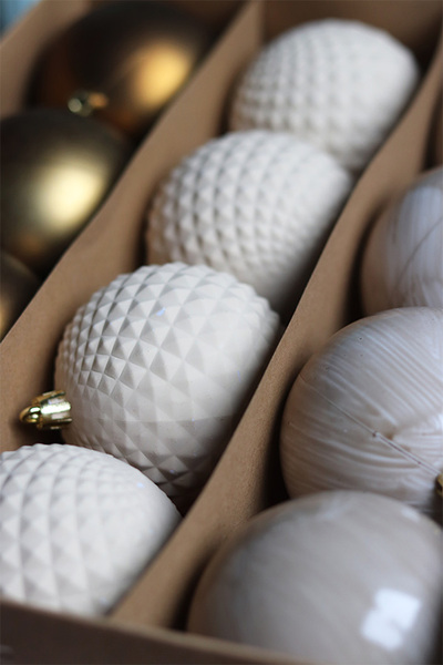 bombki Beige&Gold, śr. 9 cm, komplet 12szt.