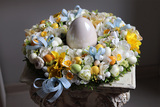 wielkanocny stroik z jajkami, Happy Easter Blue