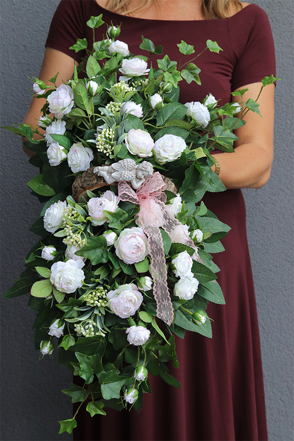 Meluzyna Angels, dekoracja nagrobna na plastrze drewna