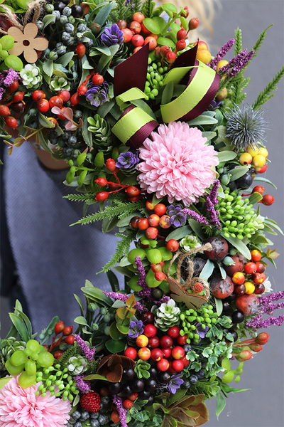 Montelia, wianek na drzwi z motylem, śr.44cm