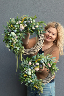 asymetryczny wielkanocny wianek, Zielono Mi Lux Big, śr.40cm