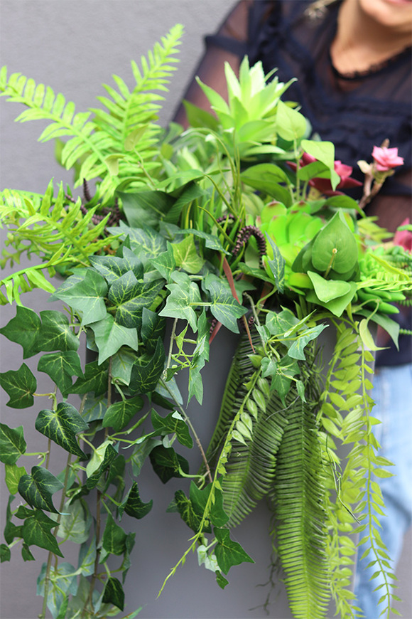 Fiberglass Denimo Maestria, sukulenty w szarej donicy