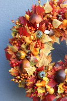 Jesienna Przygoda, jesienny wianek z pięknymi dodatkami, śr.50cm