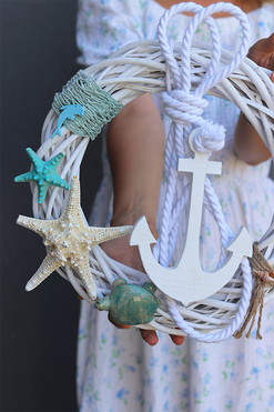 Kotwica & Krab 2, marynistyczny wianek do powieszenia na drzwiach, śr.31cm