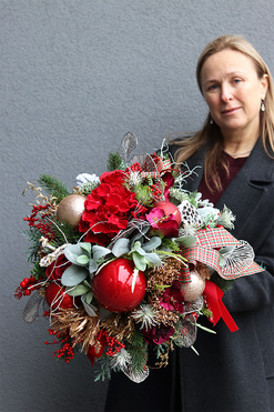 Golden Christmas, flowerbox świąteczny, wys.42cm