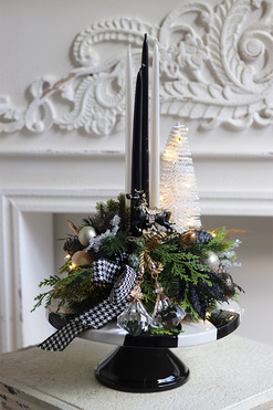 Lollypop Chrismas Black, adwentowy stroik LED na paterze, wys.46cm