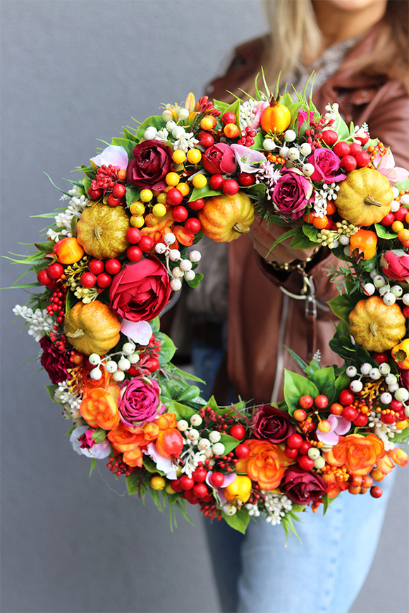 Orangia, jesienny wianek na drzwi