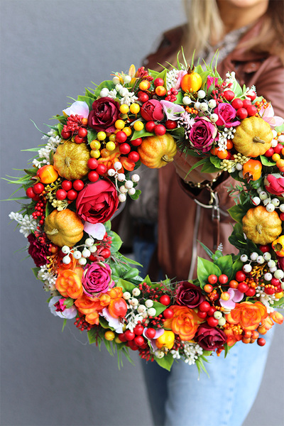 Orangia, jesienny wianek na drzwi