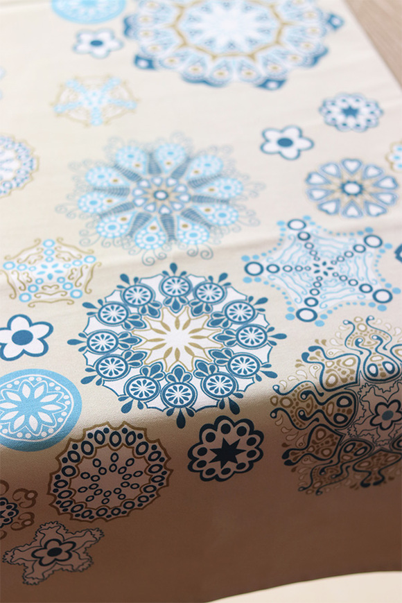 Portugal, bawełniany obrus ze wzorem, beżowy, wym.175x140cm