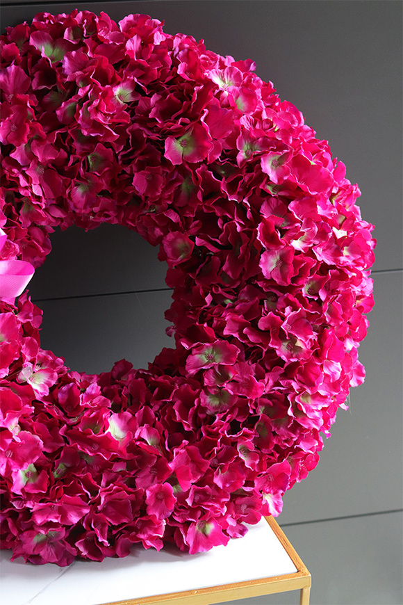 duży elegancki wianek Różowa Hortensja Extra
