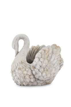 Łabądź, osłonka na kwiaty cementowa, wym.24x18x29cm