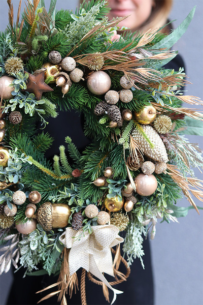 świąteczny wianek, Złota Kraina, śr.45cm