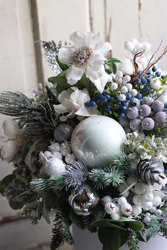 flowerbox świąteczny, White Snow, wym.56x50cm 