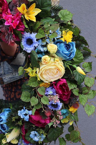 bardzo duży barwny wianek, Marika Summer, śr.60cm 