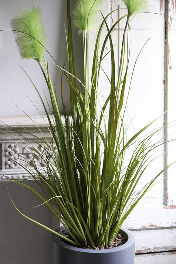 Fiberglass Grey Grandelio, sztuczna trawa w szarej donicy, wys.160cm