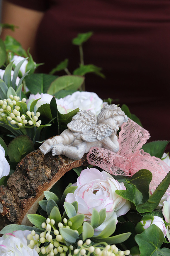 Meluzyna Angels, dekoracja nagrobna na plastrze drewna