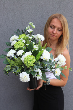 White Heaven, komplet dekoracji nagrobnych, kompozycja + bukiet