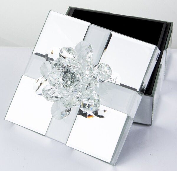 Crystallis Lotos, szklane puzderko / szkatułka na drobiazgi, wym.13x15.5x15.5cm