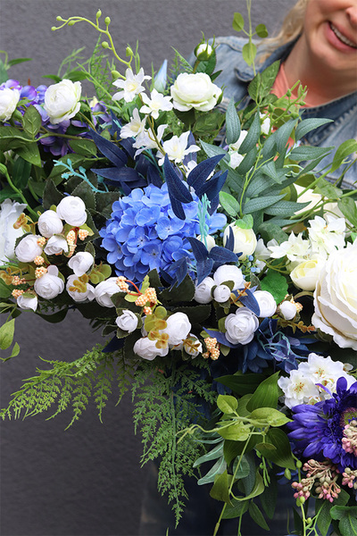 Malediwy Blue, niebieska girlanda na stół, dł.140cm 