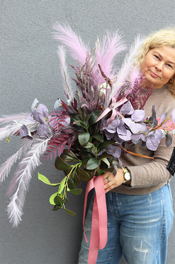 OD RĘKI Rewia Purple, bukiet dekoracyjny do wazonu, wys.93cm  
