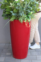 Jessana Rondo, kompozycja z trawami w czerwonej donicy