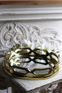 Lux Villa Gold Glamour, okrągła lustrzana taca, wym.5x28.5cm