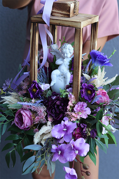 Angelo Garden Purple Wood, kompozycja nagrobna z lampionem