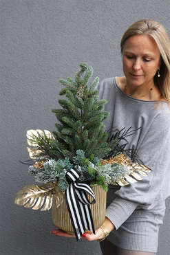Della Antique, nowoczesna choinka świąteczna w donicy, wys.65cm