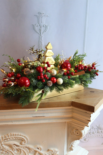 Złota Choinka, bożonarodzeniowy stroik na tacce