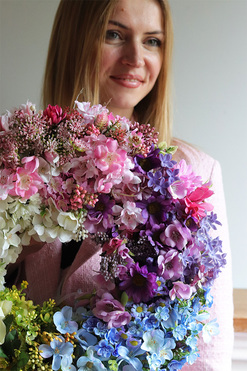 Tęczowa Izabela, tęczowy wianek kwiatowy, śr.45cm