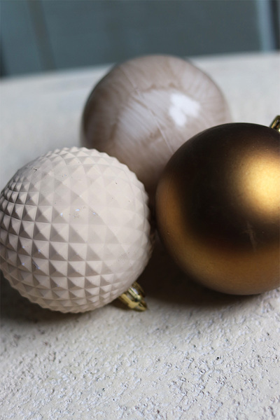 bombki Beige&Gold, śr. 9 cm, komplet 12szt.