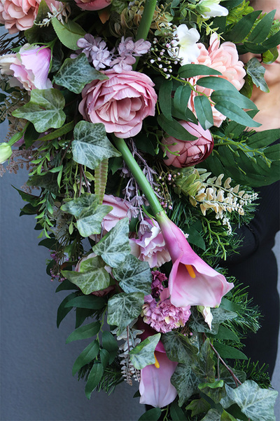 Julena Pink, girlanda nagrobna / pogrzebowa z kallami, dł.125cm 