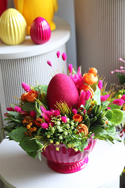 Fuksja na Wielkanoc, stroik wielkanocny, wys.31cm