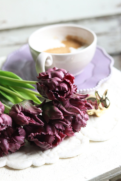 bukiet gumowych tulipanów, Novelty Purple, 5szt. dł.46cm