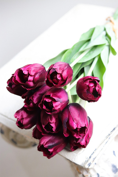 Bordo Spring, bukiet tulipanów satynowych