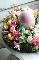 Pinkallo, wielkanocny stroik na kryształowej tacy, śr.35cm