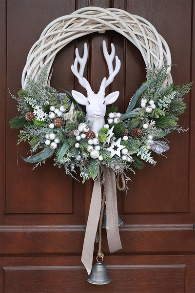 Scandi Laponia 2, świąteczny wianek z reniferem