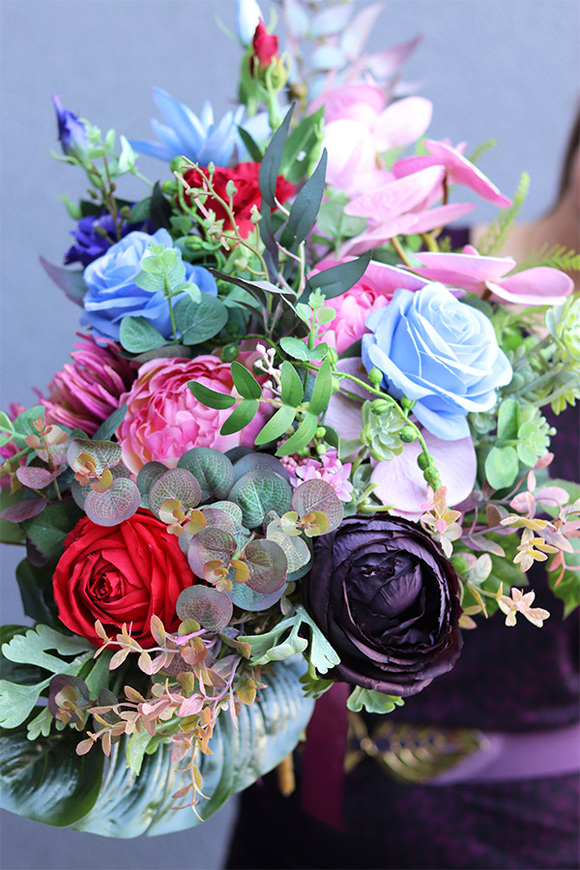 Storczyki New, bukiet nagrobny we wkładzie, dł.52cm 