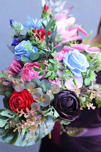 Storczyki New, bukiet nagrobny we wkładzie, dł.52cm 