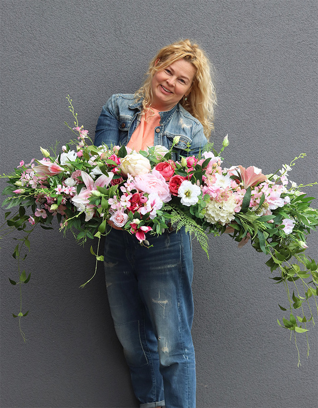 Malediwy Pink, różowa girlanda na stół, dł.140cm 